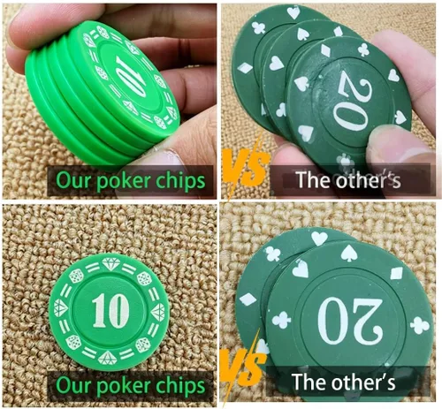 Miniatura 5 de Juego de fichas de póquer de plástico con caja de almacenamiento, denominación impresa estilo casino chip para noches de juego en casa de Texas, 300