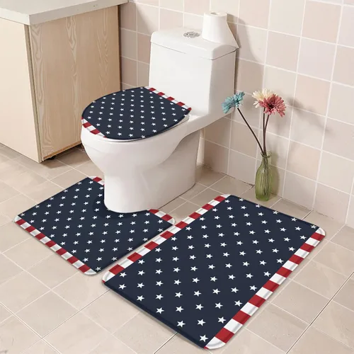 Savannan Juego de 3 tapetes de baño, diseño patriótico de la bandera estadounidense, pentagrama, libertad, país, absorbente, suave, antideslizante,