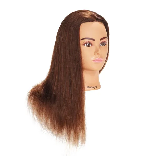 Miniatura 3 de Hairingrid Cabeza de Maniquí 20"-22" 100% Cabello Humano Peluquería Cosmetología Maniquí Cabeza de Entrenamiento de Cabello y Soporte de Abrazadera
