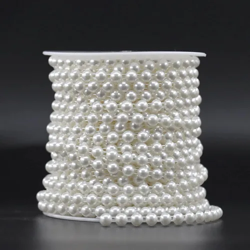 Miniatura 2 de Jerler Guirnalda de perlas artificiales, cadena de perlas artificiales, ideal para manualidades, Navidad, boda, ramo y decoración de fiestas (blanco)