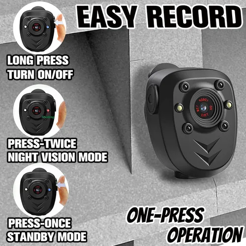 Miniatura 2 de Mini Cámara de Cuerpo Grabadora de Video con Tarjeta de Memoria Integrada de 128GB con Visión Nocturna IR y Grabación en Bucle HD 1080P, Vida
