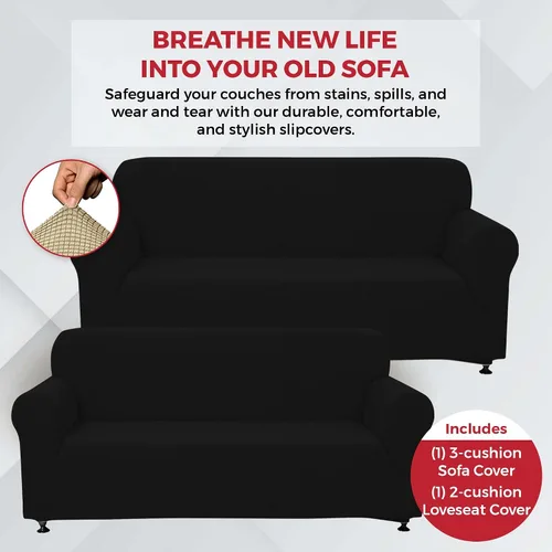 Miniatura 4 de Sapphire Home - Juego de 2 fundas para sofá, sofá de 2 plazas, ajuste elástico, sin arrugas, funda protectora para muebles para 3/2 cojines