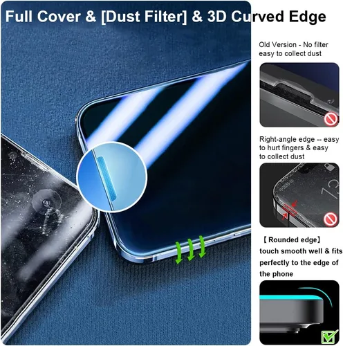 Miniatura 7 de Protector de pantalla de vidrio templado compatible con iPhone 14 Pro (6.1 pulgadas) [súper dureza] [kit de alineación sin burbujas] resistente a