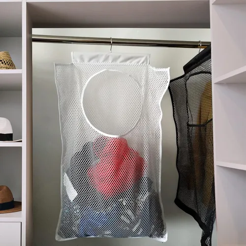 Miniatura 6 de Cesta de malla colgante para lavandería (30 x 20 x 2 pulgadas), bolsa grande de ropa sucia, se puede utilizar detrás de la puerta, armario, caravana
