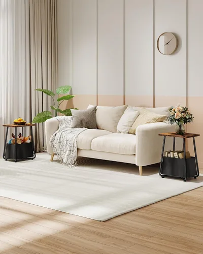 Miniatura 9 de CHOEZON Mesa auxiliar de guardería con cesta de tela extraíble, mesa auxiliar pequeña para espacios pequeños, mesita de noche para guardería, sofá