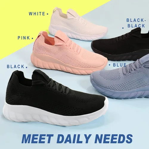 Miniatura 8 de JABASIC Women Casual Slip On Loafers Breathable Knit Walking Shoes Lightweight Sneakers
