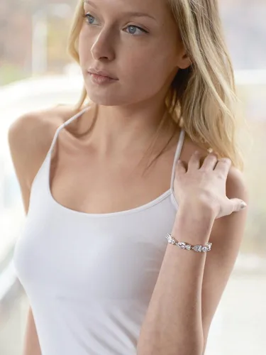 Miniatura 5 de Mariell Pulsera nupcial CZ, pulsera de tenis CZ para novias, circonita cúbica nupcial y joyería de boda, Metal Gema, Circonita cúbica