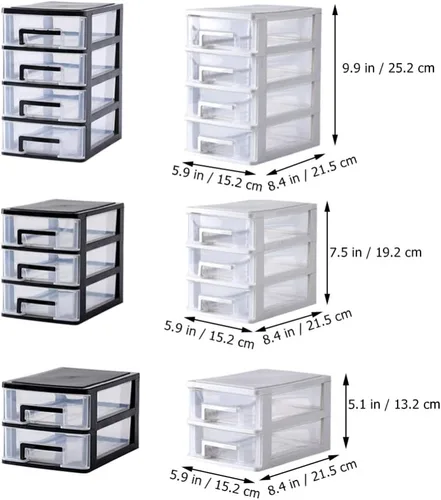 Miniatura 3 de Gatuida Organizador de cajones transparentes para maquillaje y cosméticos, mini caja de almacenamiento de plástico para escritorio, color negro
