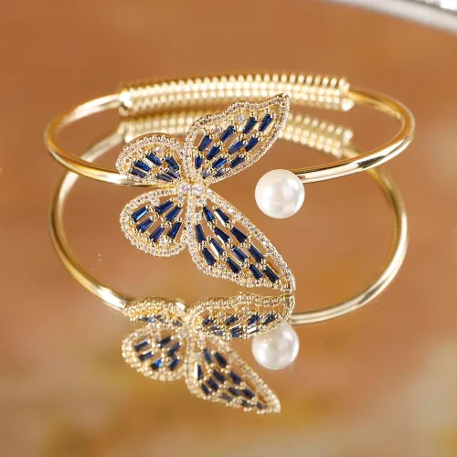 Miniatura 4 de Aimimier Pulsera de perlas de mariposa de cristal o para mujeres y niñas
