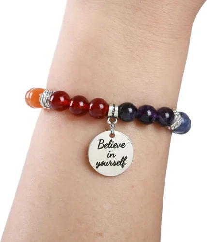 Miniatura 19 de Top Plaza Pulsera de cuentas de 7 chakras para yoga, reiki, cristales curativos, pulsera de cuentas de piedras preciosas de amistad, pulsera