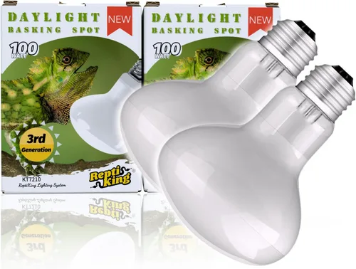 Lámpara de bombilla de calor para reptiles, paquete de 2 focos de luz diurna de 100 W, bombilla de dragón barbudo/tortuga/zardo/gecko, lámpara de