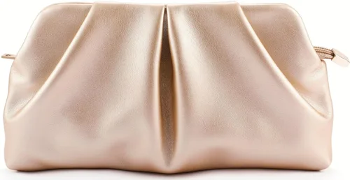 Miniatura 15 de Bolso de Mano para Mujer Tipo Clutch, Bolso Formal Elegante, Bolso de Mano con Pliegues de PU, Bolsa Cruzada con Cadena Desmontable