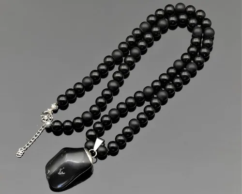 Miniatura 89 de Colgante de turmalina cruda natural, Collar de cuentas de ónix negro genuino, Collar de piedra negra, Collar de piedras preciosas, Cuentas de 0.315