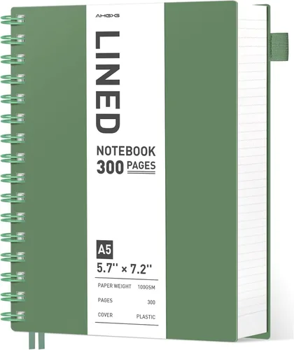 Miniatura 14 de AHGXG Cuaderno espiral rayado para universidad - Cuaderno espiral perforado A4 de 8.5" x 11", 300 páginas con páginas perforadas fáciles de rasgar