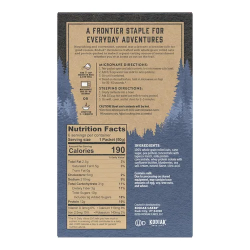 Miniatura 2 de Kodiak - Paquetes de avena instantánea, arándanos y crema, alto en proteínas, 100% granos integrales, 6 cajas con 6 paquetes (36 paquetes)