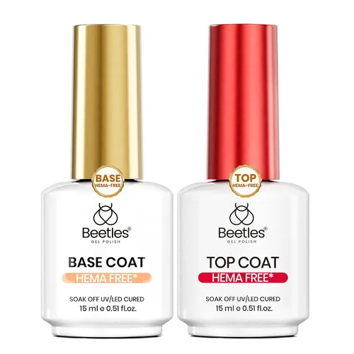 Miniatura 16 de Beetles 2 Piezas Juego de Base y Capa Superior de Gel Libre de Hema Sin Limpieza, Fórmula Suave Mejorada Capa Superior Brillante Esmalte de Uñas