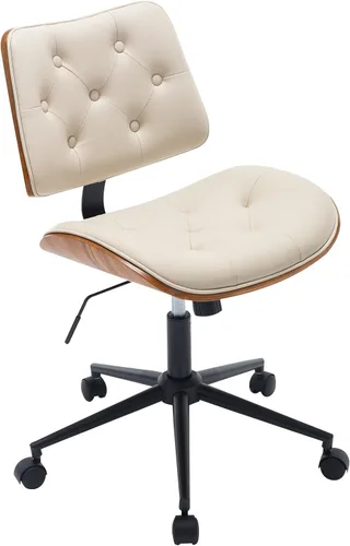 Miniatura 8 de BV Silla de escritorio sin brazos con ruedas, silla giratoria de 360 grados para oficina en casa, sin brazos, silla de trabajo de altura ajustable