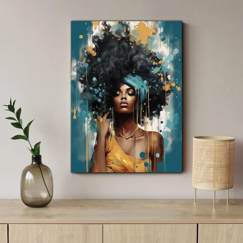 Miniatura 210 de Arte de pared afroamericano, decoración de rey y reina bailarín negro para sala de estar, arte de pareja de amor negro para dormitorio, lienzo