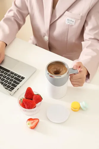 Miniatura 5 de Toycol Taza mezcladora giratoria con aislamiento automático automático y recargable - Taza de viaje USB para café/té/chocolate caliente/leche - 12.9
