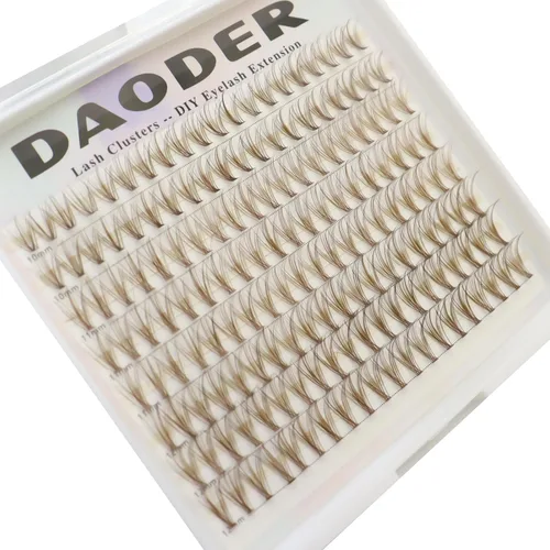 Miniatura 7 de DAODER Extensiones de pestañas en racimo de color marrón natural 20D, de 0.394-0.472 in, pestañas individuales cortas, rizo C, extensiones