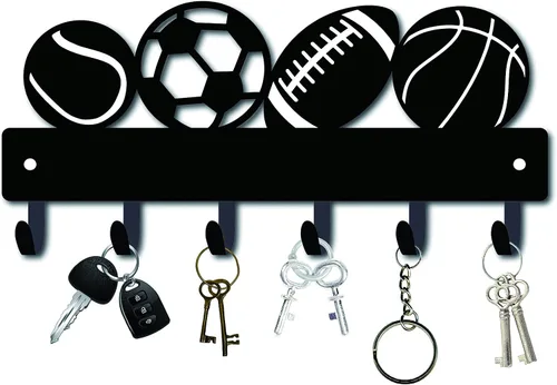 Miniatura 8 de CREATCABIN Soporte de metal para llaves, ganchos negros para colgar en la pared, organizador colgante decorativo con 6 ganchos, patrón de gato