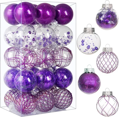 Miniatura 21 de Juego de adornos de bola de Navidad, 20 unidades, grandes, color negro transparente, inastillables, 3.150 in/3.15 pulgadas, adornos de Navidad