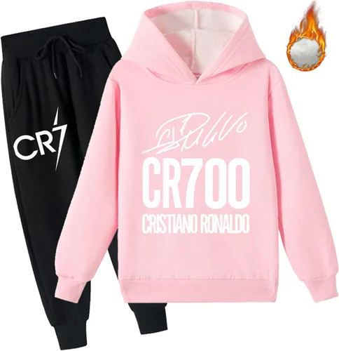 Miniatura 2 de Kids Boys Brushed Long Sleeve Hoodie with Sweatpants,Cristiano Ronaldo Casual Pullover Sweatshirts Suit for Children