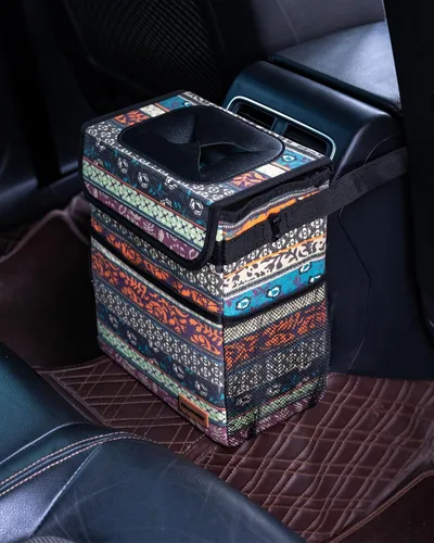 Miniatura 5 de SIBOFUEGO Bote de basura lindo para automóvil, a prueba de fugas, con tapa y bolsillos de almacenamiento, cubo de basura para automóvil para hombres