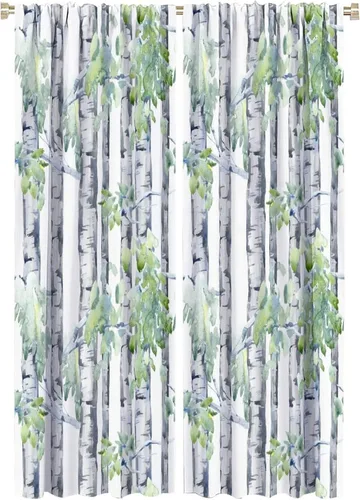 Miniatura 29 de Cortina opaca de bosque de verano, diseño de ramas de bosque, con bolsillo para barra, cortinas farbic con bolsillo para barra, comedor, cafetería