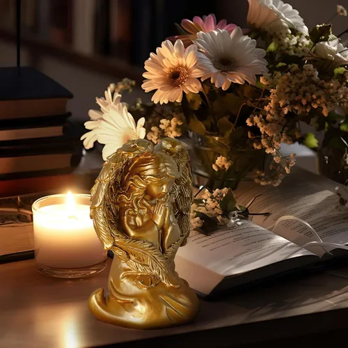 Miniatura 6 de INLOMEM Figura de ángel rezando, figura esculpida pintada a mano, estatua de alas de ángel para decoración del hogar o jardín, regalos de primera