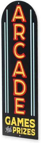 Miniatura 2 de Cartel de metal arqueado de juegos y premios de arcade – Cartel arcade vintage para sala de juegos, cueva de hombre o habitación de adolescentes