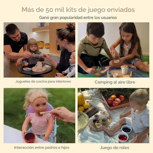 Miniatura 3 de Juego de té de madera Youuys para niños pequeños de 3 a 5 años, juegos de té para niñas pequeñas de 4 a 6 años, 14 piezas de accesorios de cocina