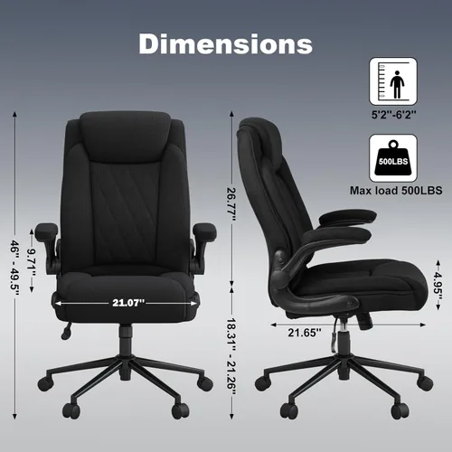 Miniatura 2 de ralex-chair Silla de Oficina Grande y Alta - Silla de Oficina Resistente de 500 lb para Hombre Grande, Silla de Escritorio de Oficina Ejecutiva