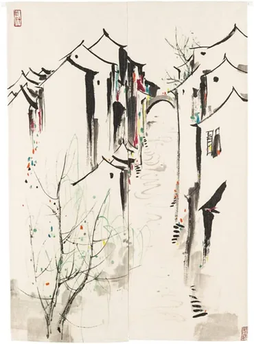 Miniatura 8 de Cortina japonesa Noren para puerta, impresión de caballo de tinta china, tapiz para entrada, decoración del hogar, 33.5 x 35.5 pulgadas