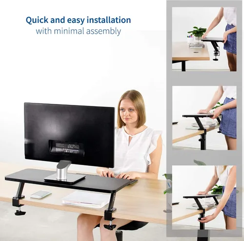 Miniatura 4 de VIVO Estante de escritorio ergonómico pequeño de 26 pulgadas, soporte elevador para monitor de computadora, organizador de escritorio con capacidad