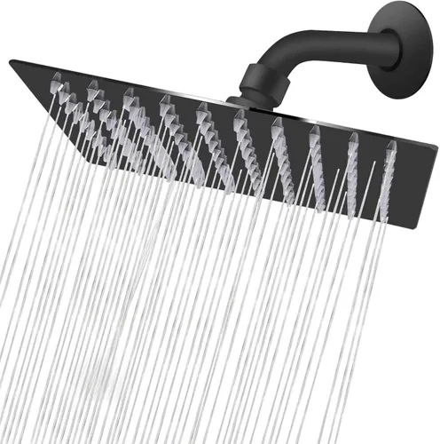 Nearmoon - Cabezal de ducha de lluvia, diseño cuadrado de acero inoxidable de alto flujo, alta presión, experiencia de ducha impresionante incluso