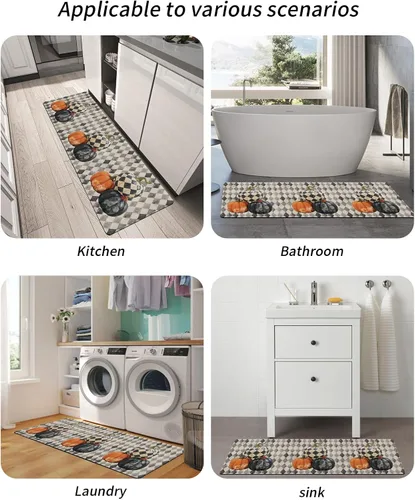 Miniatura 6 de Tapete de baño con diseño floral de calabazas para bañera, antideslizante, de secado rápido y absorbente, de tierra de diatomeas, tapete