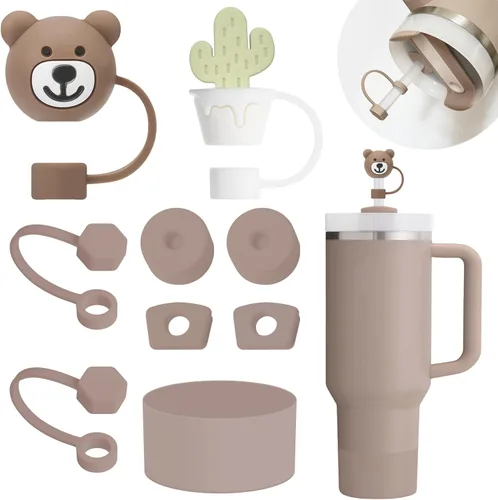 Miniatura 13 de Stanley Set de accesorios para taza: tapa de silicona a prueba de derrames, tapa con pajita, protector de silicona para vaso de 40 oz y 30 oz (NEGRO)