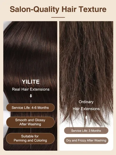 Miniatura 3 de YILITE Extensiones de cabello adhesivas de color rojo, 18 pulgadas, 50 g, 20 unidades, #99J, 100% cabello humano Remy, trama de piel sin costuras