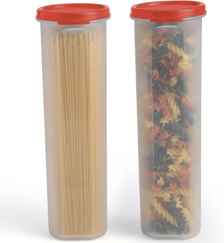 Miniatura 7 de Contenedor de pasta de espagueti transparente alto con tapa, paquete de 2. Organización multiusos de despensa de cocina y almacenamiento de Azul