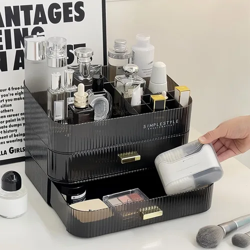 Miniatura 6 de Cajón organizador apilable de plástico transparente Organiza paletas de sombras de ojos, cosméticos y suministros de belleza en un tocador