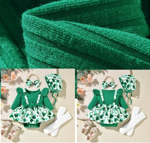 Miniatura 22 de Unutiylo Ropa de bebé recién nacida prematura con tirantes, traje de otoño e invierno, traje de manga larga con volantes