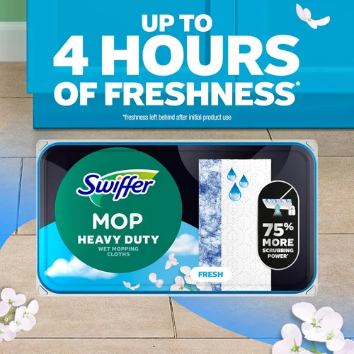 Miniatura 5 de Swiffer Barrido + trapeador, repuesto de almohadillas húmedas, limpiador de pisos, paños de limpieza, resistente, fresco, 20