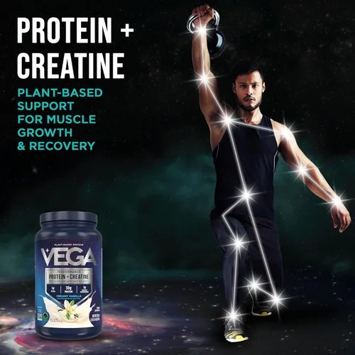 Miniatura 3 de Vega Protein + Creatina - 30 gramos de proteína a base de plantas, sabor a vainilla, 20 porciones, 3 gramos de creatina, 5 gramos de BCAA, vegano