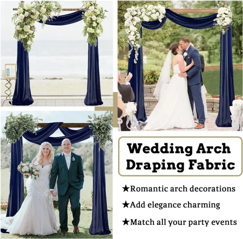 Miniatura 5 de Tela de gasa para arco de boda, 2 paneles de 6 yardas, cortinas de techo transparentes de gasa para fiestas, bodas, ceremonias, recepciones, Azul