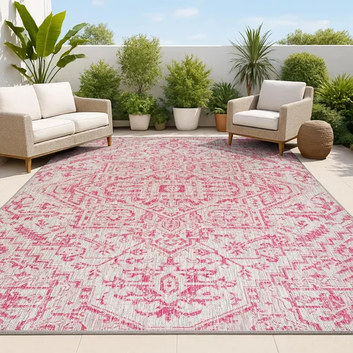 Miniatura 18 de JONATHAN Y - Alfombra Estrella interior/exterior con medallón bohemio, tejido texturizado, fácil limpieza, para dormitorio, cocina, patio, no suelta