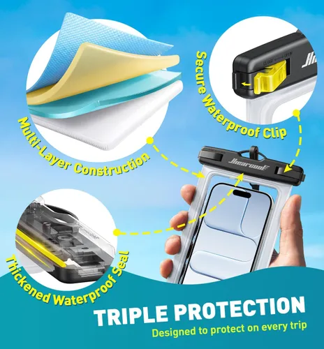 Miniatura 6 de Hiearcool Bolsa impermeable para teléfono, funda impermeable para teléfono con cordón cruzado compatible con iPhone 17, 16, 15, 14, 13 Pro Max de 2