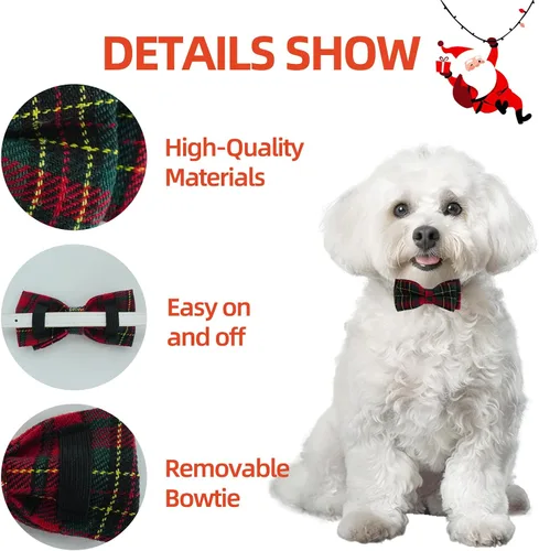Miniatura 3 de PAWCHIE Corbatas de moño para perro de Halloween, 6 piezas, lindo collar de perro, accesorios de collar de aseo ajustable, pajaritas para perros