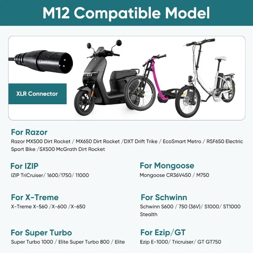 Miniatura 6 de Cargador eléctrico para scooter y hoverboard de 42 V 2 A, 6 en 1, adaptador de corriente para scooter multienchufe, compatible con Segway, Jetson