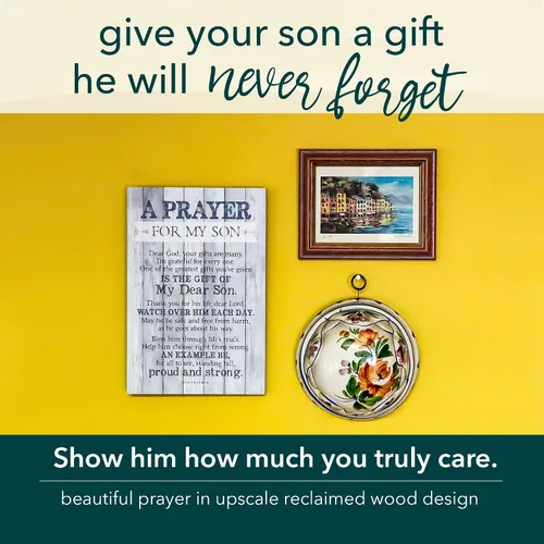 Miniatura 4 de DEXSA Placa de madera con texto en inglés "Son Praying", fabricada en los Estados Unidos, 6 x 9 pulgadas, marco vertical para decoración de pared